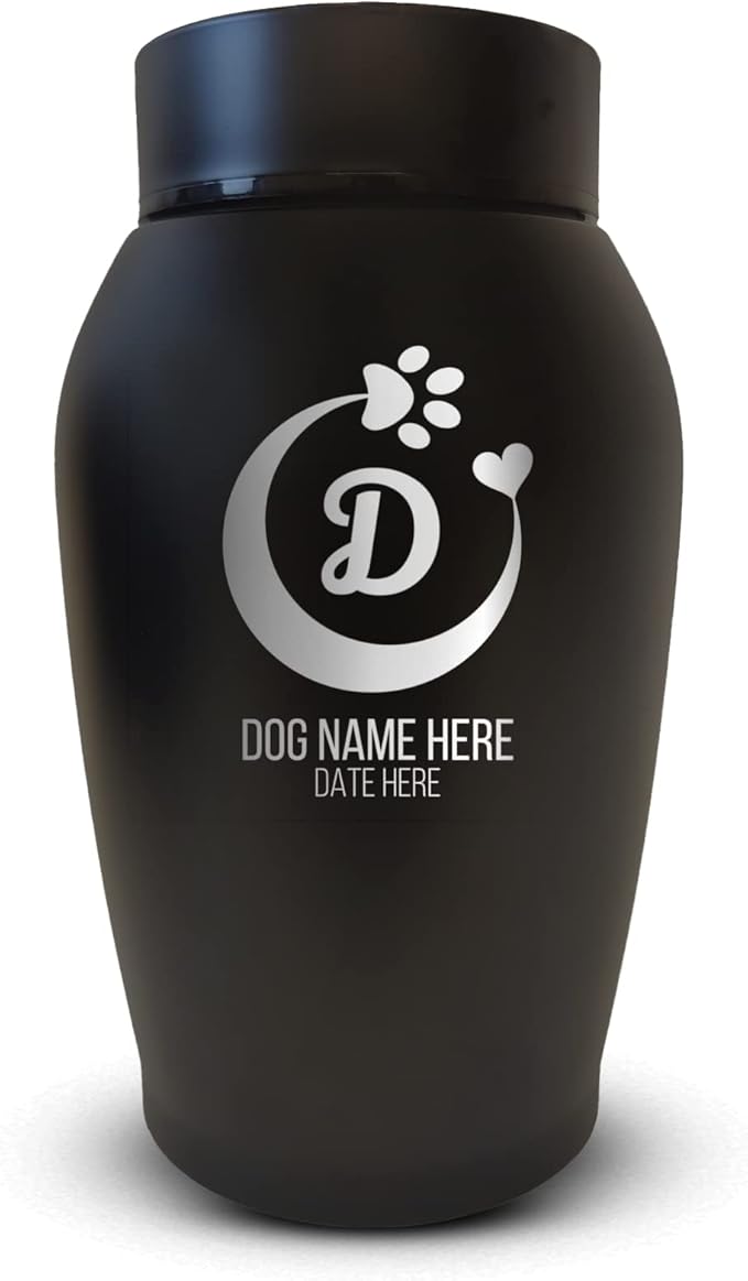 Personalized Custom Dog Urn Engraved Dog Name and Date - Stainless Steel Cremation urns for Dogs Ashes with Airtight Closure | Crescent Paw and Heart