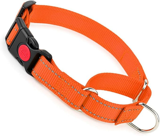 Martingale Dog Collar with Buckle, Reflective Dog Choke Collar Escape Proof No Pull Cinch Dog Training Collars Adjustable for Small Medium Large Breed Pet Dogs, Orange XL
