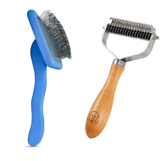 We Love Doodles Large Slicker Brush for Dogs & Dog Dematting Comb - Easily Remove Dog Tangles