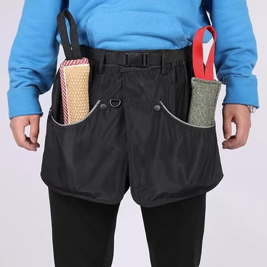 Dog Trainer Apron for Men Women with Big and Deep Pockets, Pet Handler Treat Waist Pouch for Holding Dog Stug Toy, Training Dummies, Rope (Black-XL)