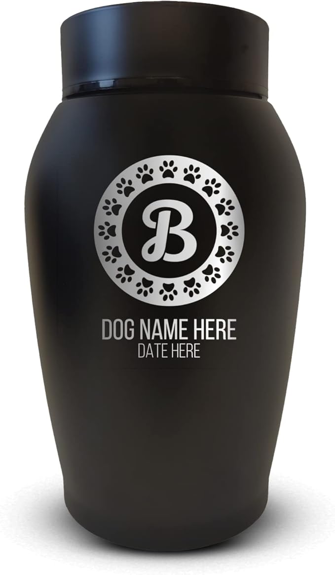 Personalized Custom Dog Urn Engraved Dog Name and Date - Stainless Steel Cremation urns for Dogs Ashes with Airtight Closure | Paw Stamp
