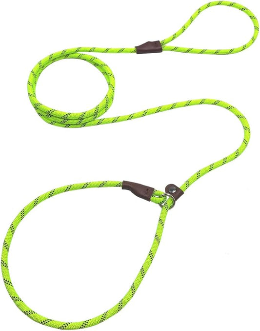 7ft Slip Lead Dog Leash for Small Dogs, No Pull Puppy Training Lead, Lightweight Sturdy Pet Slip Rope Leash, Green