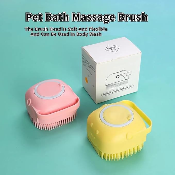 Silicone Grooming Brush for Dogs and Cats - Short and Long Hair Cleaning and Washing (Pink)