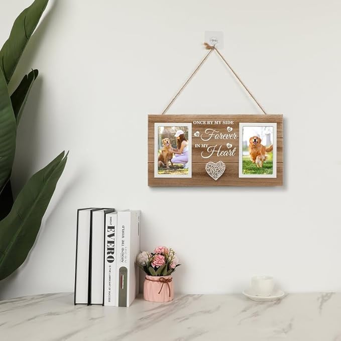 Dog Memorial Gifts for Loss of Dog - Pet Memorial Gifts for Dogs Cats - Cat Dog Memorial Picture Frame, Passing Away Gift for Dog Cat Sympathy Gift Photos Frame Double 4x6 IN