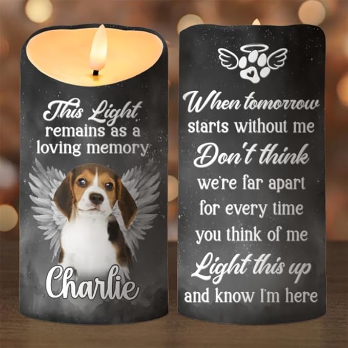 Personalized This Light Remains As A Loving Memory Dog Cat Led Candle Pet Sympathy Christmas Birthday Gift For Dog Mom Dad Pet Owners Loss Of Pet In Heaven Sympathy Led Candle Home Decor Gifts