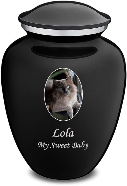 Geturns Embrace Personalized Picture Urn for Small Pets I Black Photo Cremation Urns for Dogs and Cats I 44 lbs