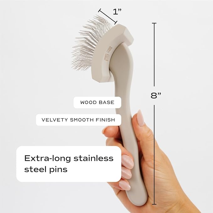 pupwell Slicker Brush for Professional and Luxury Dog Grooming to Prevent Matting with Dense and Extra Long Stainless Steel Pins (Goldendoodles, Labradoodles, Poodles)