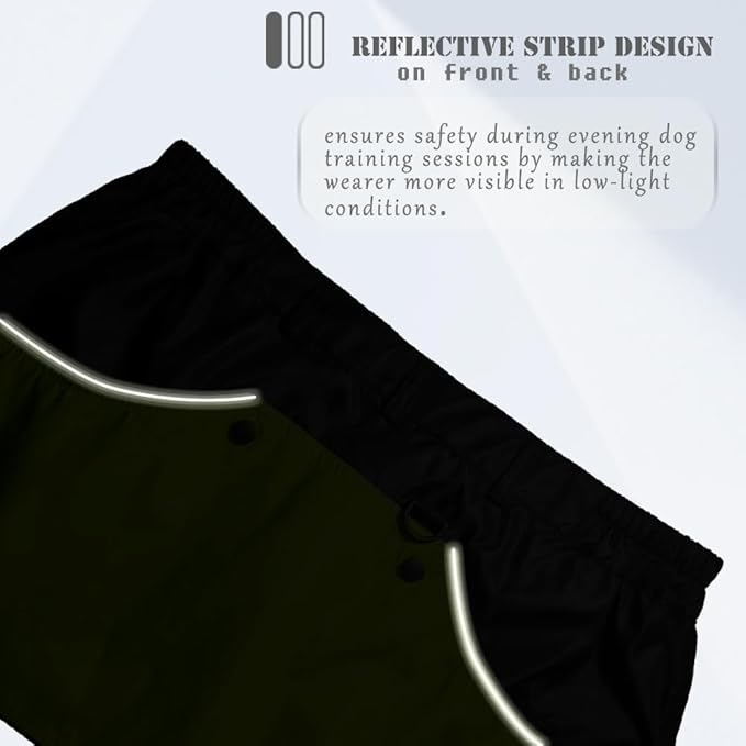 Dog Trainer Apron for Men Women with Big and Deep Pockets, Pet Handler Treat Waist Pouch for Holding Dog Stug Toy, Training Dummies, Rope (Green-XL)