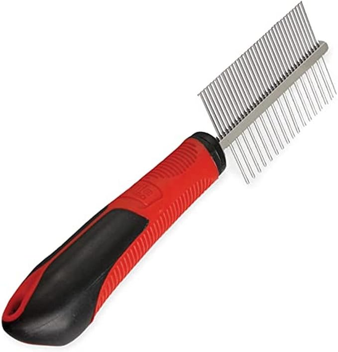 Karlie Grooming Comb with Handle Double, 30 x 5.5 x 3 cm, Red/Black