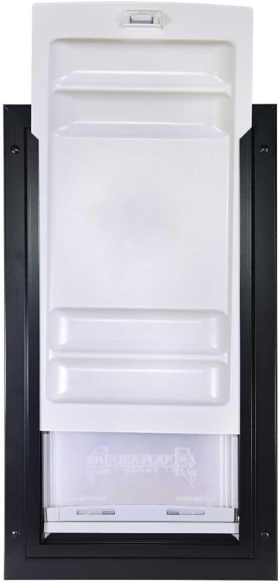 Endura Flap Single Flap Pet Door for Door Installations | Stylish for Interior & Exterior Doors | Durable Aluminum Frame & Weatherproof Dual-Layer Flap | Black, Medium, Single Flap