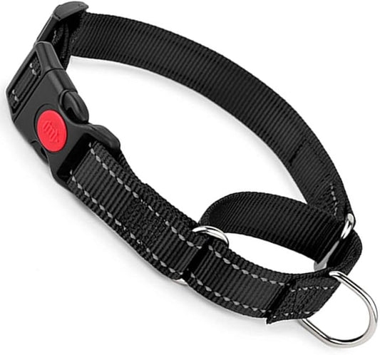 Martingale Collar with Buckle, Reflective Dog Choke Collar Escape Proof No Pull Cinch Dog Training Collars Adjustable for Small Medium Large Breed Pet Dogs, Black XL