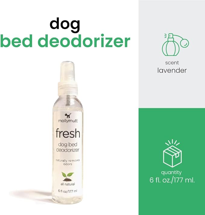 Molly Mutt Fresh Dog Bed Deodorizer, Air Freshener Spray for Dog Bed and Puppy Bed, Infused with Lavender Scent and Geranium Oil, Pet Supplies, 6 fl. oz./177 ml.