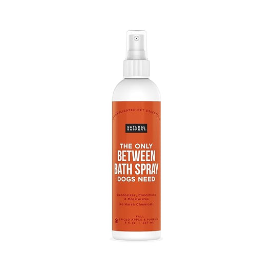 Natural Rapport Dog Cologne - Spiced Apple & Pumpkin Scent - The Only Between Bath Spray Dogs Need - Convenient, Dog Deodorant Spray and Pet Odor Eliminator Perfume (8 fl oz.)