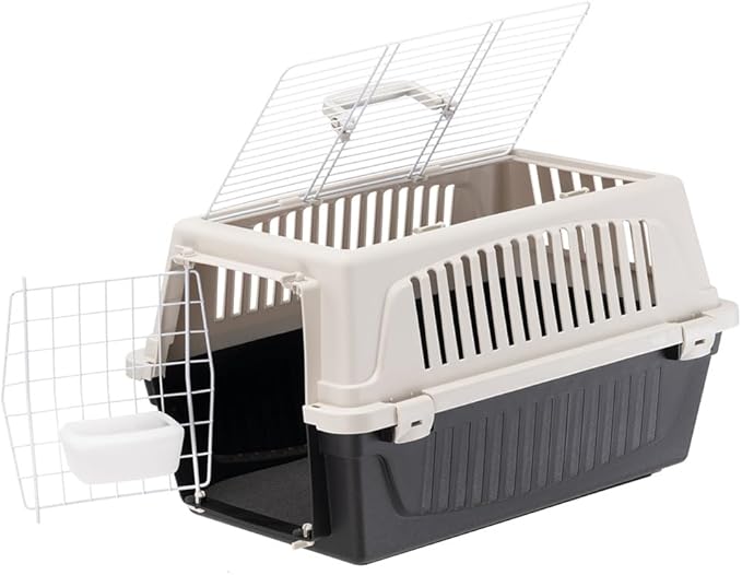 Ferplast Cat Carrier Small Dog Carrier, Double Opening, Secure, Practical, Easy to Clean, Durable Pet Travel Box up to 8 Kg, Includes Cushion, 58 x 37 x h. 32 cm