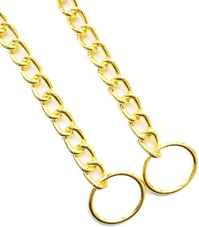 Chain Collar for Dogs,Metal Slip Link Training Heavy Duty Dog Collar Martingale Puppy Collars for XXS XS Small Medium Large Big XL Breed Dogs Golden XS