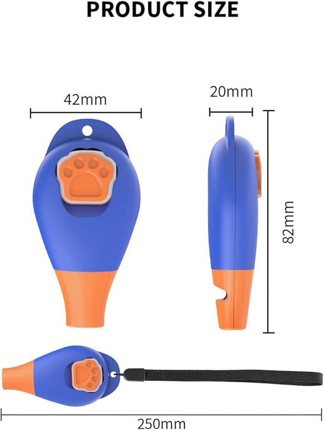 Dog Training Clicker with Whistle and Wrist Strap - Positive Behavior Reinforcer for Pets - All Ages, Puppy and Adult Dogs - Use to Reward and Train - Dog Whistle Included (Blue)