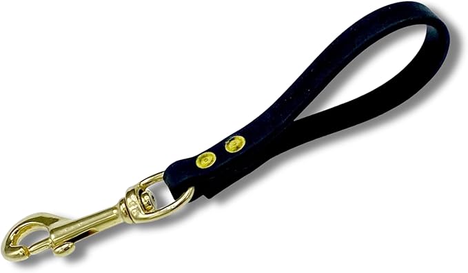 Biothane Training Tab Leash for Dogs, Brass Hardware, No Pull with Easy Grip Handle, Made in The USA, Professional Grade-Black