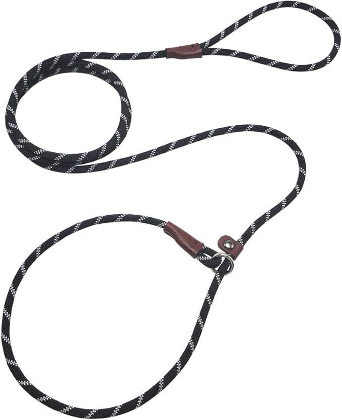 7FT Slip Lead Dog Leash for Small Dogs, No Pull Puppy Training Lead, Lightweight Sturdy Pet Slip Rope Leash, Black
