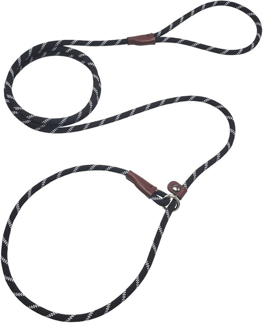 7FT Slip Lead Dog Leash for Small Dogs, No Pull Puppy Training Lead, Lightweight Sturdy Pet Slip Rope Leash, Black