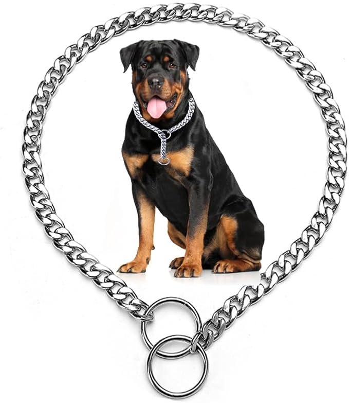 Slip P Puppy Chain Collars for Dogs, Silver XS Metal Training Martingale Collar for XXS Small Medium Large Dogs