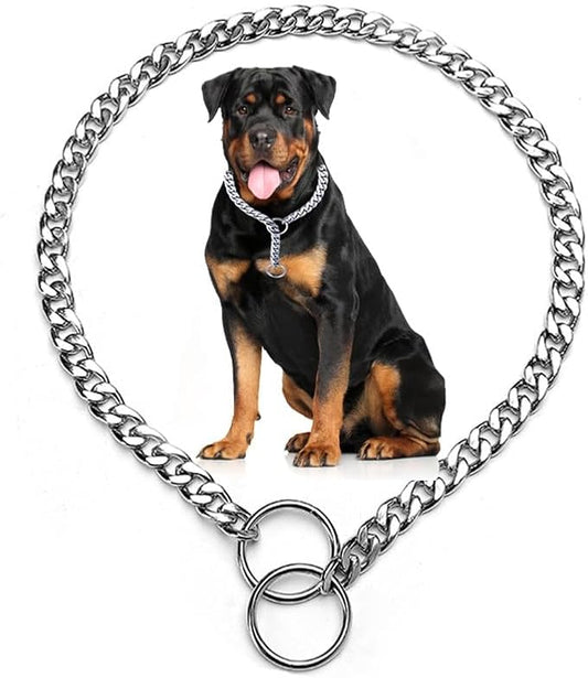 Slip P Puppy Chain Collars for Dogs, Silver XS Metal Training Martingale Collar for XXS Small Medium Large Dogs