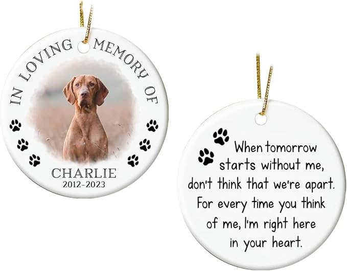 Personalized Pet Memorial Gifts for Loss of Dog or Cat, Pet Bereavement Ornaments, Christmas Decoration, Paw Print Ornament, Sympathy Gift, Dog Lover Gifts
