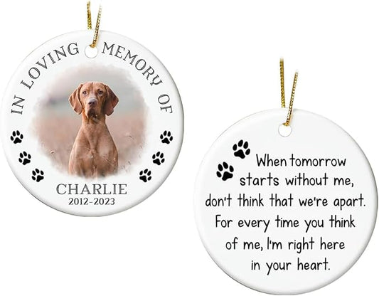 Personalized Pet Memorial Gifts for Loss of Dog or Cat, Pet Bereavement Ornaments, Christmas Decoration, Paw Print Ornament, Sympathy Gift, Dog Lover Gifts