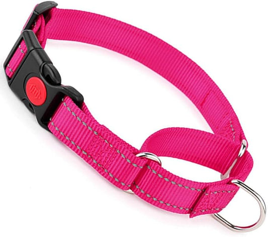 Martingale Collar for Dogs with Buckle, Reflective Dog Choke Collar Escape Proof No Pull Cinch Dog Training Collars Adjustable for Small Medium Large Breed Pet Dogs, Pink M