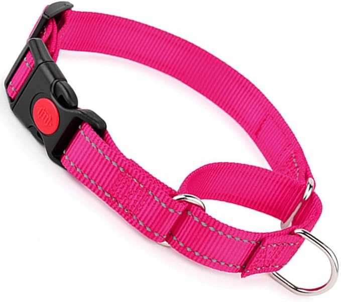 Martingale Collar for Dogs with Buckle, Reflective Dog Choke Collar Escape Proof No Pull Cinch Dog Training Collars Adjustable for Small Medium Large XL Breed Pet Dogs, Pink L