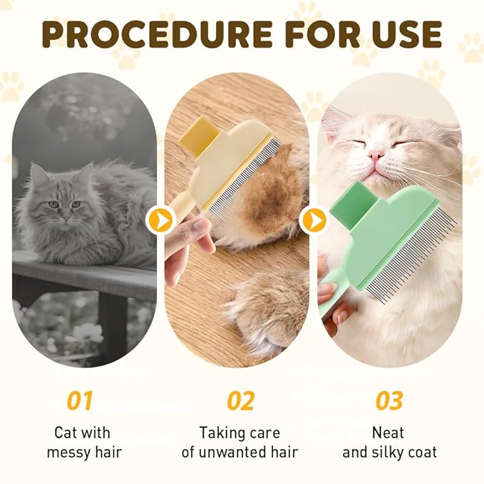 2-in-1 Pet Grooming Brush, Magic Pet Hair Remover Comb with Self-Cleaning Button for Dogs & Cats, Shedding Brush for Long/Short Hair, Home & Furniture Fur Removal Tool (Green 2PCS)