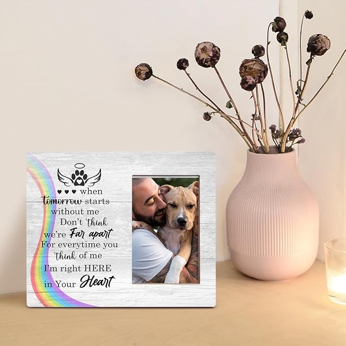Orchroma Rainbow Bridge Dog Memorial Gifts 4x6 Picture Frame, 8x10 in Wooden Frame with Easel Back, Perfect for Home Decor & Gifting