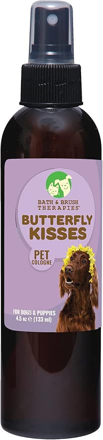 ShowSeason Bath & Brush Therapies® Butterfly Kisses Pet Cologne 4.5 oz. For Dogs | Long-Lasting Pet Perfume | Odor Eliminator | Paraben-Free | Biodegradable and Non-Toxic | Made In The USA