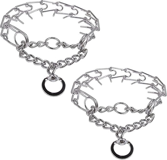Darkyazi Durable Pinch Collar Stainless Steel Dog Adjustable Pet Training Collar for Medium Large Dogs (X-Large (2 Pack), Silver)