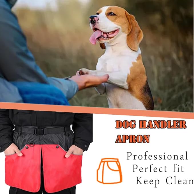 Dog Trainer Apron for Men Women with Big and Deep Pockets, Pet Handler Treat Waist Pouch for Holding Dog Stug Toy, Training Dummies, Rope (Red-L)