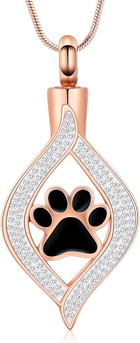 Cremation Jewelry for Ashes The Eye of My Heart Urn Necklace Keepsake with Dog/Cat Paw Memorial Urn Jewelry Stainless Steel Necklace Memorial for Pet Gift for Men Women