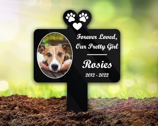 Personalized Dog Memorial Stake Custom Dog Cat Forever Loved Metal 12x12 inch Pet Grave Marker Dog Loss Gift Sympathy Gift for Dog Lover (Style 38)
