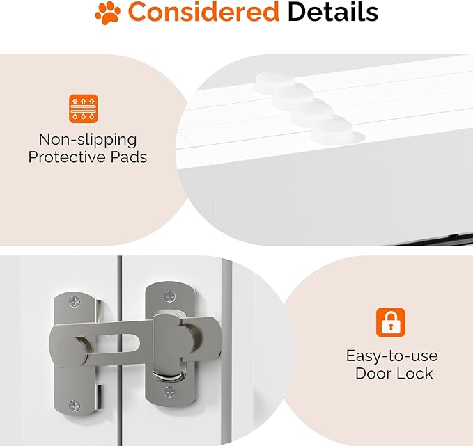 VINGLI Freestanding Dog Gate with Door, Pet Gate with Walk Through Door, Foldable Pet Safety Fence for Stairs Doorways Fireplace (24" H - 4 Panels)