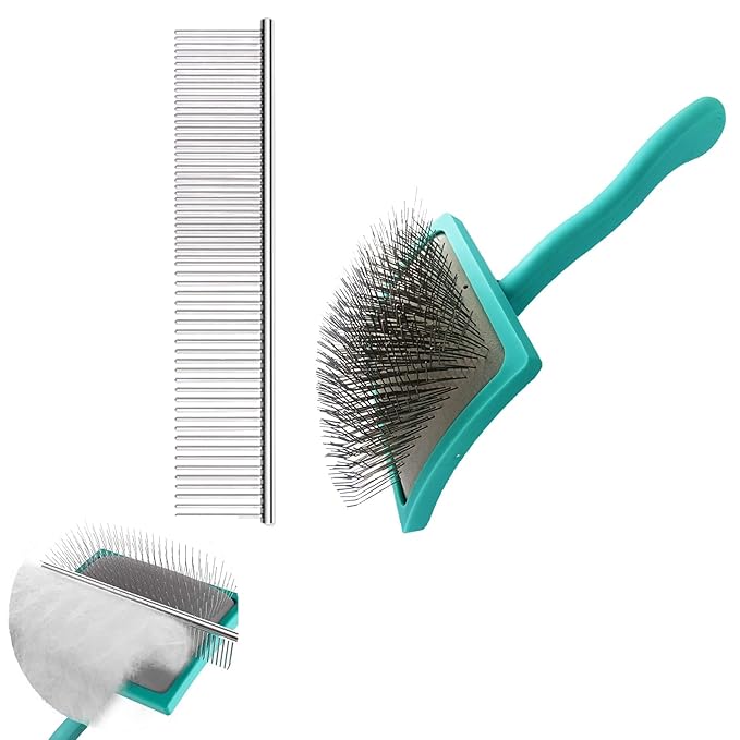 Doodle Brush for Dogs - Goldendoodle Brush with Poodle Comb - Goldendoodle Must Haves Grooming Tools - Pet Comb Value Kit Designed for Doodles, Labradoodles, Bernedoodles - Large-Extra Long Pin 31mm