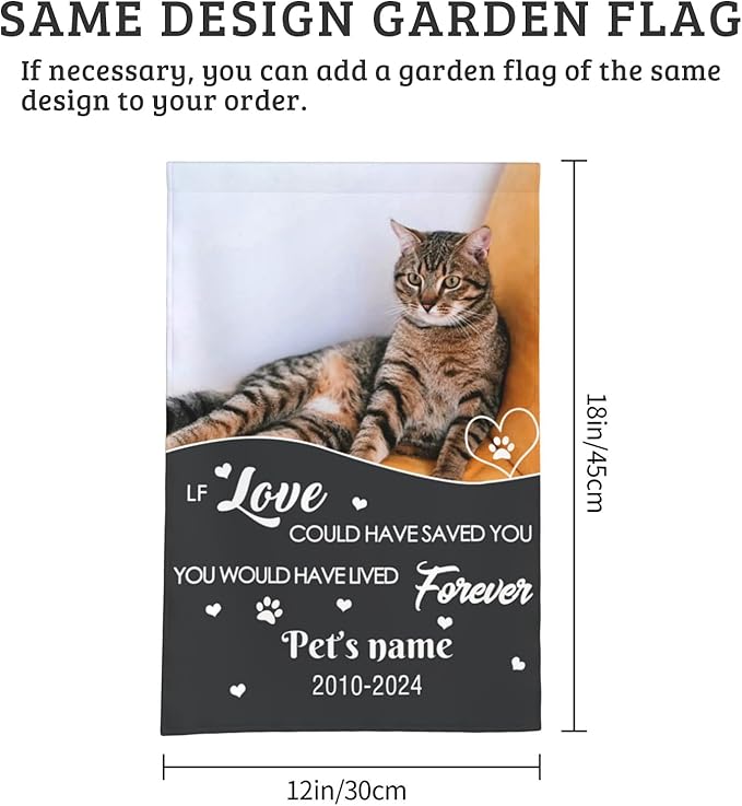 Personalized Cat Memorial Stone, Customized Pet Memorial Gifts for Loss of Dog Cat, If Love Could Have Saved You, Custom Pet Memory Stone for Cat, Pets Cemetery Decorations for Grave
