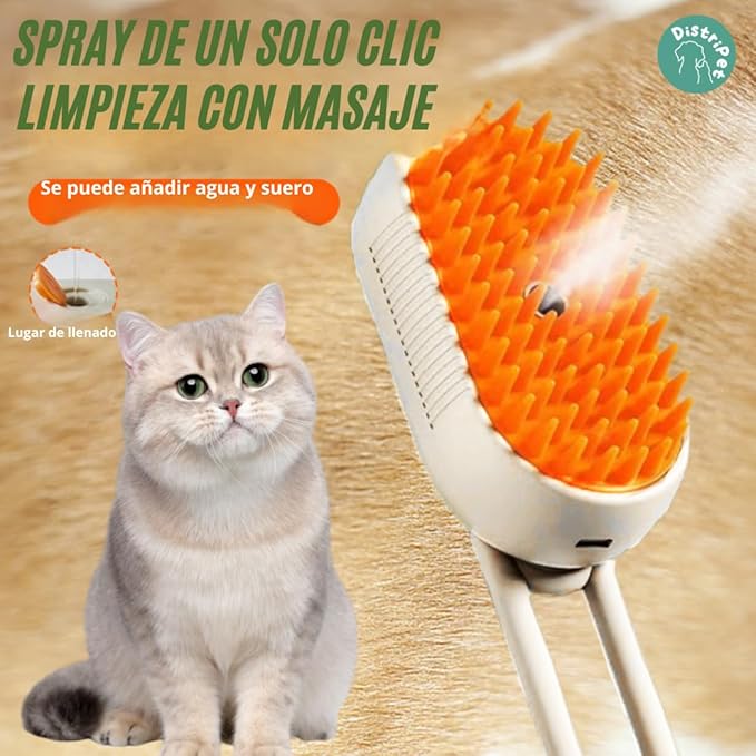 Cat Steam Brush, 3 in 1 Dog Brush, Cleaning, Massaging and Brushing, Self-Cleaning and Electric Grooming Comb for Long or Short Hair Pets