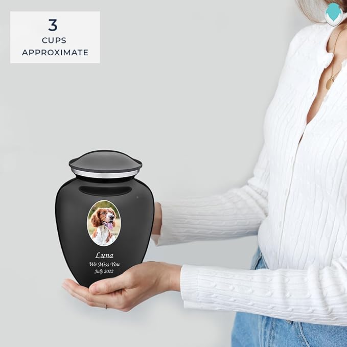 Geturns Embrace Personalized Picture Urn for Small Pets I Charcoal Photo Cremation Urns for Dogs and Cats I 44 lbs