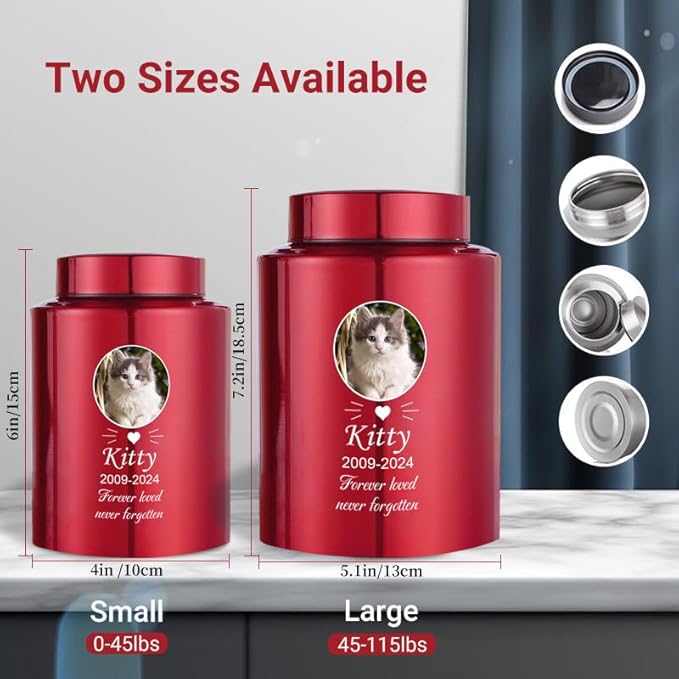 Custom Urns for Dogs and Cats Ashes Personalized Pet Urn with Name and Photo Pet Cremation Memorial Urn for Loss of Dog or Cats Engraved Pet Funeral Urns (Beards)