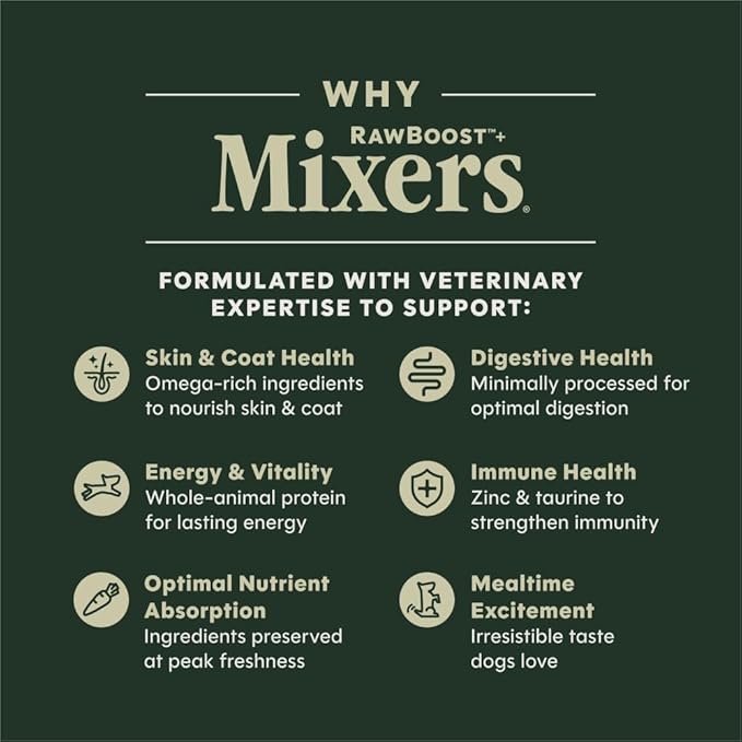 Instinct RawBoost Functional Mixers, Freeze Dried Dog Food Topper, Grain-Free, Real Beef - Multivitamin for Adults, 12.5 oz. Bag