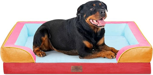 Comfort Expression Orthopedic Dog Bed for Extra Large Dogs 45x35 Inch, Waterproof Egg Crate Foam XL Pet Bed with Removable Bolsters, Dog Couch with Washable Cover & Non-Slip Bottom, Miami