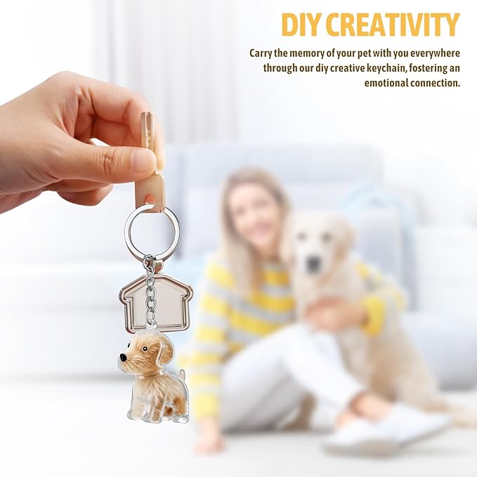 TOYANDONA Pet Hair Keepsake Keychain Diy Fur Collector Memorial Gift for Dog Cat Lovers Portable 1.65 Inch Pet Hair Pendant