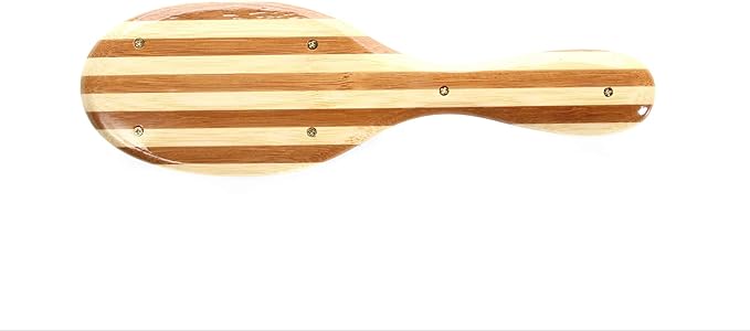 Bass Brushes | Shine & Condition Pet Brush | 100% Natural Bristle + Nylon Pin | Pure Bamboo Handle | Medium Oval | Striped Finish | Model 53P-SB