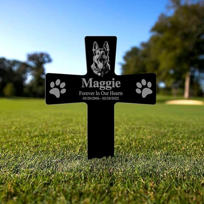 Personalized Dog Memorial Stake Custom Dog Cat Photo Forever in Our Heart Metal 12x12 inch Pet Grave Marker Dog Loss Gift Sympathy Gift for Dog Lover (Style 6)
