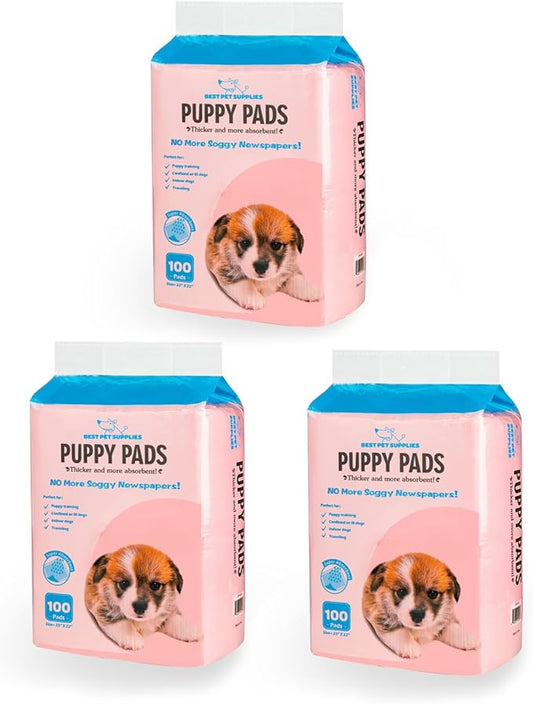 Best Pet Supplies Puppy Pads (22.5 x 22 Inches) - Disposable, Dog Training Potty, Super Absorbent Baby Pink Puppy Pee Pads for Dogs (300 Count)