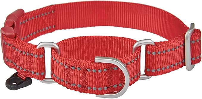 Reflective Martingale Collar for Dogs with Quick Snap Buckle Anti-Pull Nylon Safe Slip Collars for Easy Walking,Red,Small