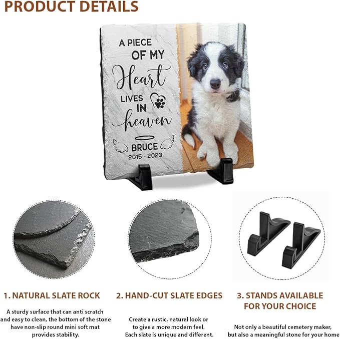 Dog Passing Away Gifts - Pet Memorial Stone - Personalized Square Shaped Pet Memorial Stones for Dogs - Dog Memorial Gifts for Loss of Dog - Cat Memorial Stone